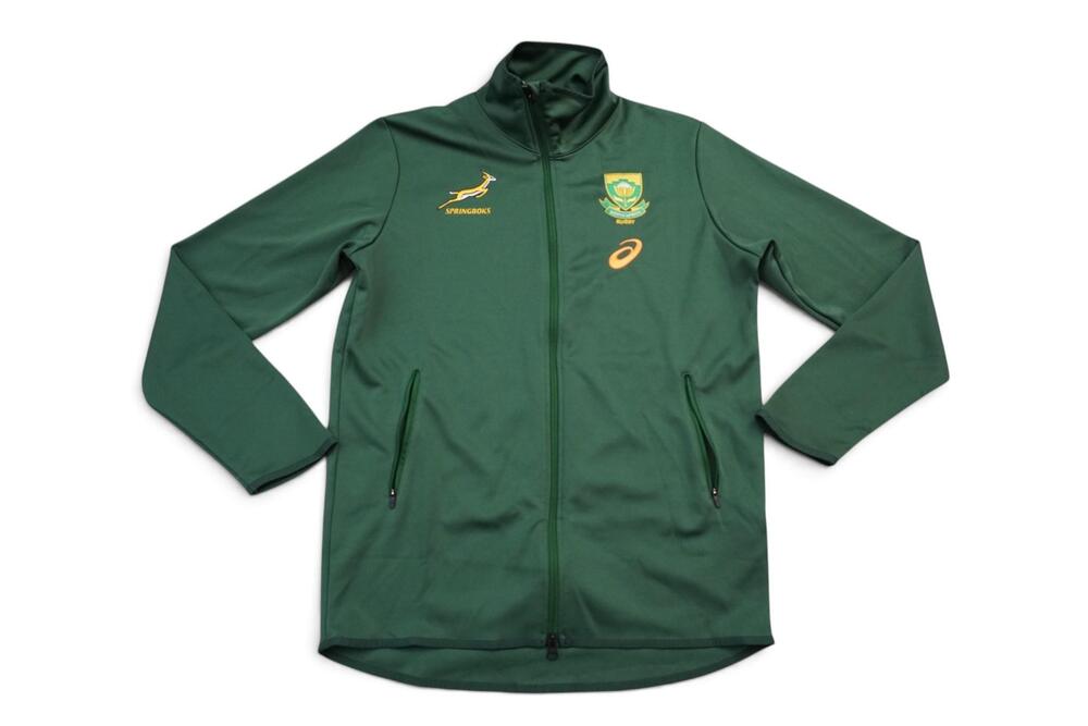 South Africa Springboks Track Jacket Mens Medium Green Rugby Asics Full Zip